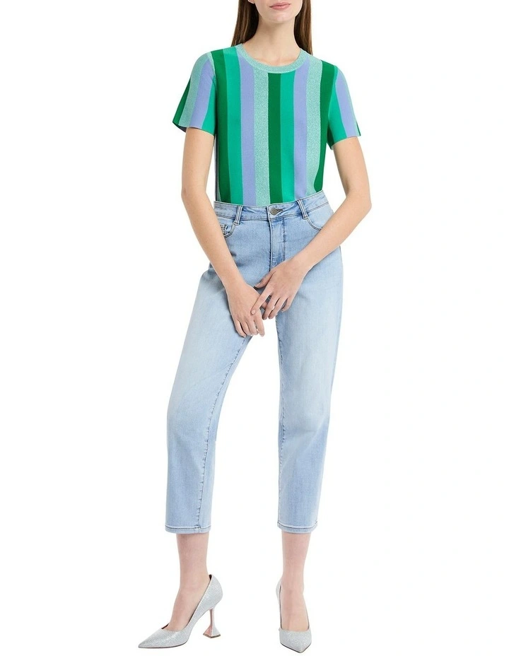 The Gambit Stripe Knit Top in Green