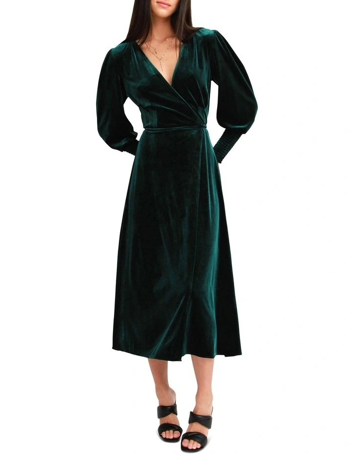 Current Mood Velvet Wrap Dress