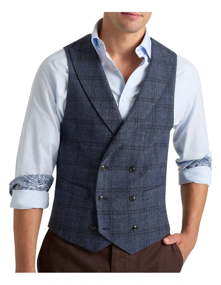 Davies Waistcoat in Navy/Brown