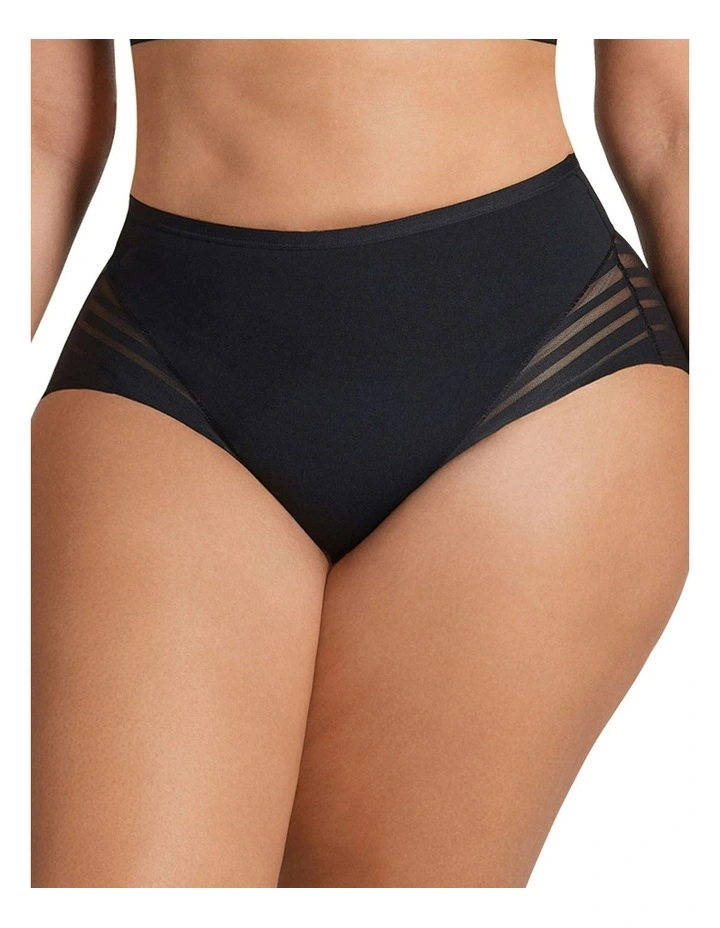 Lace Stripe Undetectable Seamless Shaping Brief in Black