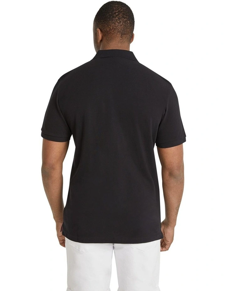 Asher Vertical Stripe Polo Shirt in Black