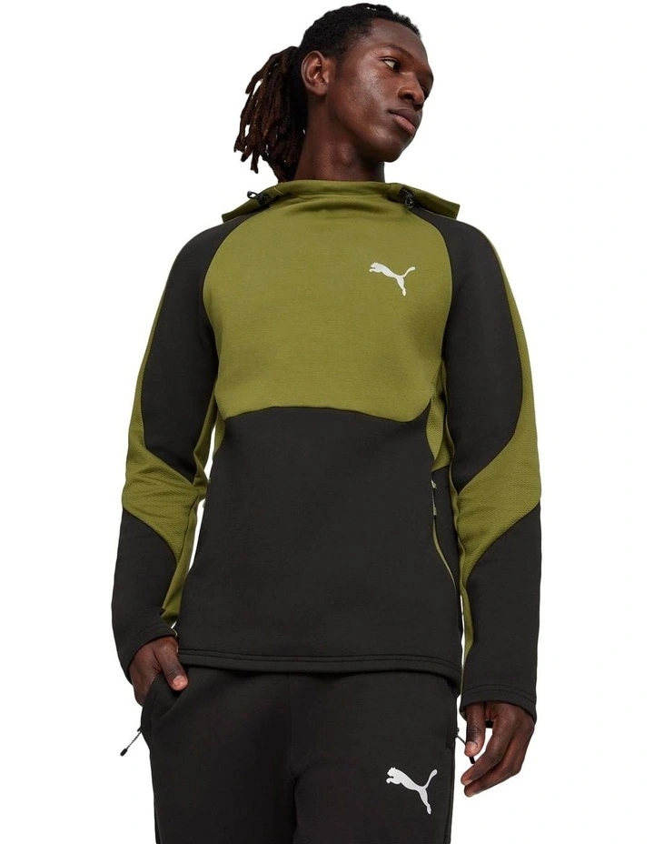Evo Stripe Hoodie in Olive Green