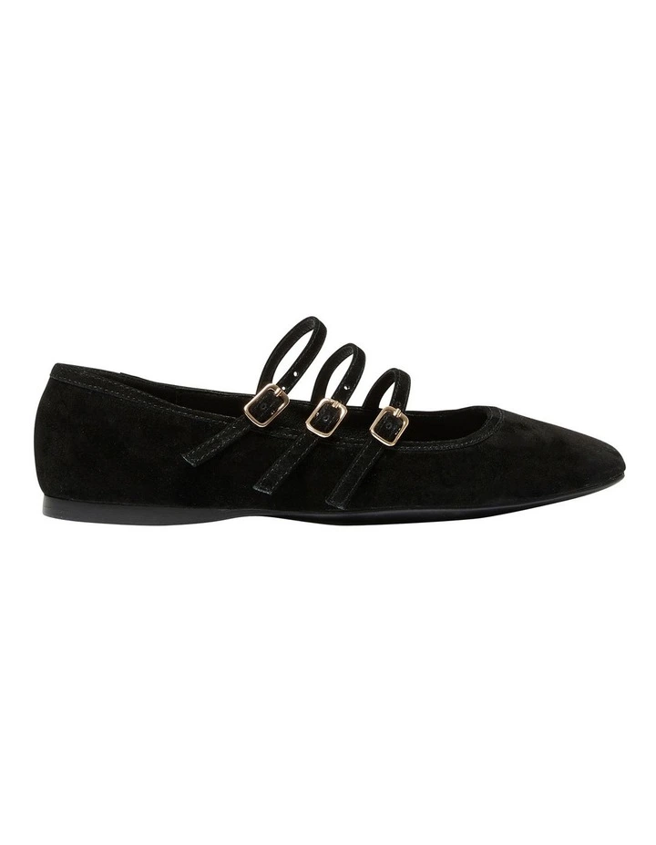 Millie Flat Shoes in Black Suede