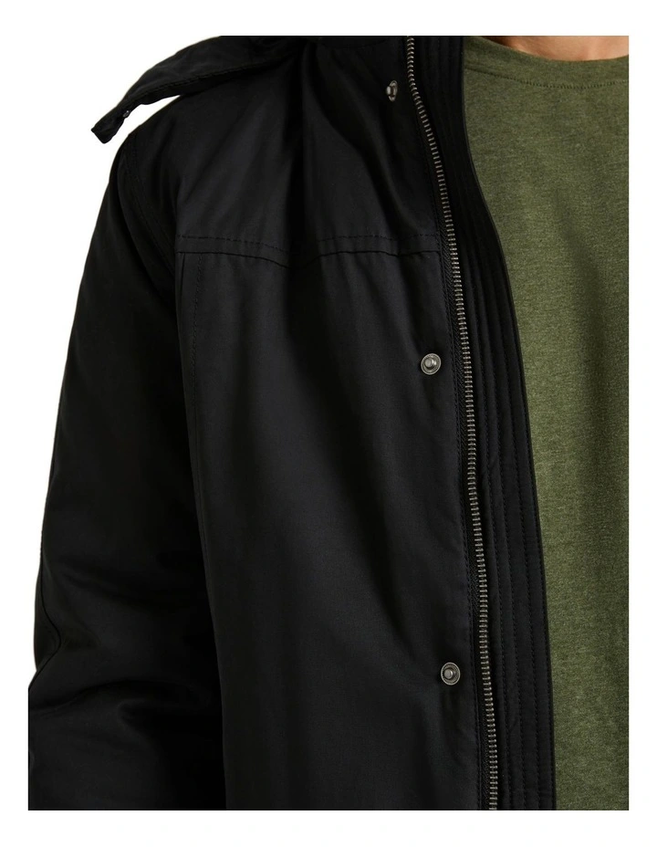Hunter Padded Parka Jacket in Black