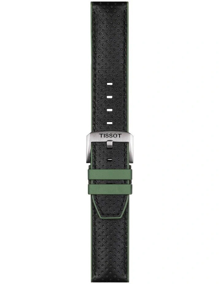 Official Leather And Rubber 22mm Watch Strap in Green