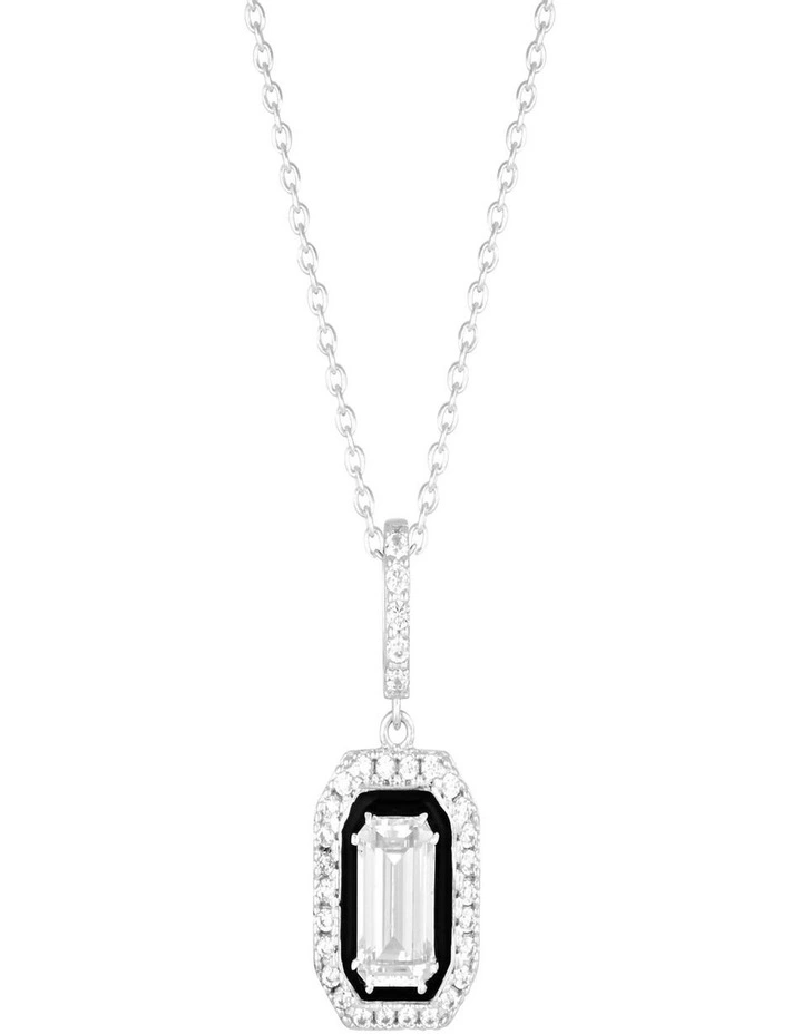 Reflection Retrospect Pendant in Silver & Black Enamel