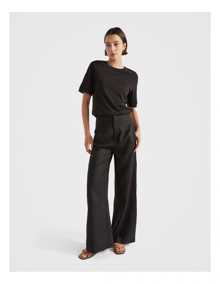 Scallop Trim Tee in Black