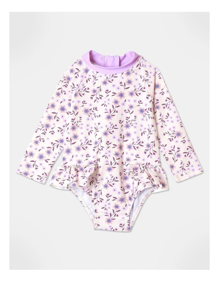 One Piece Frill Swimwear in Light Purple