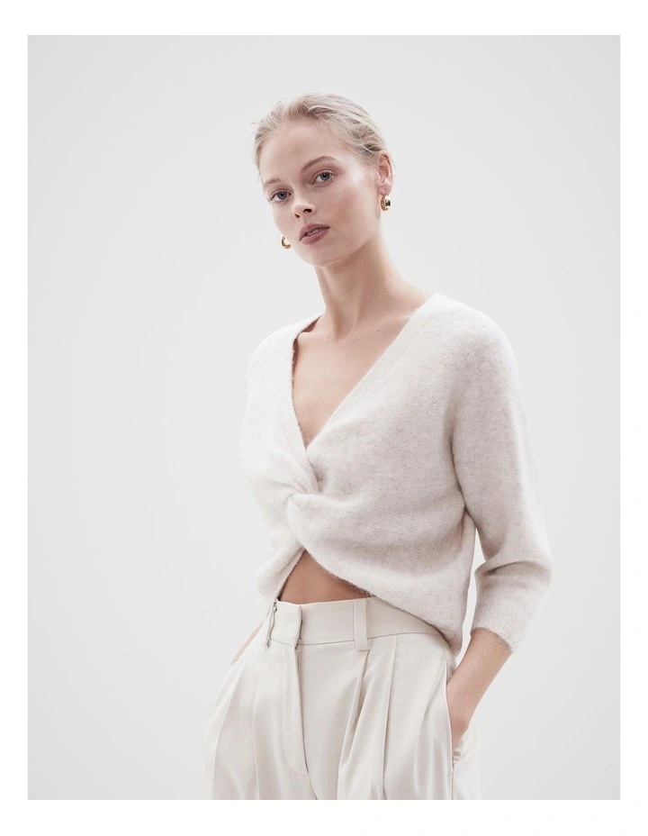 Lofty Twist Detail Knit in Cream