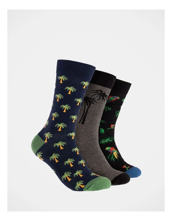 3 Pack Palms Socks in Multi