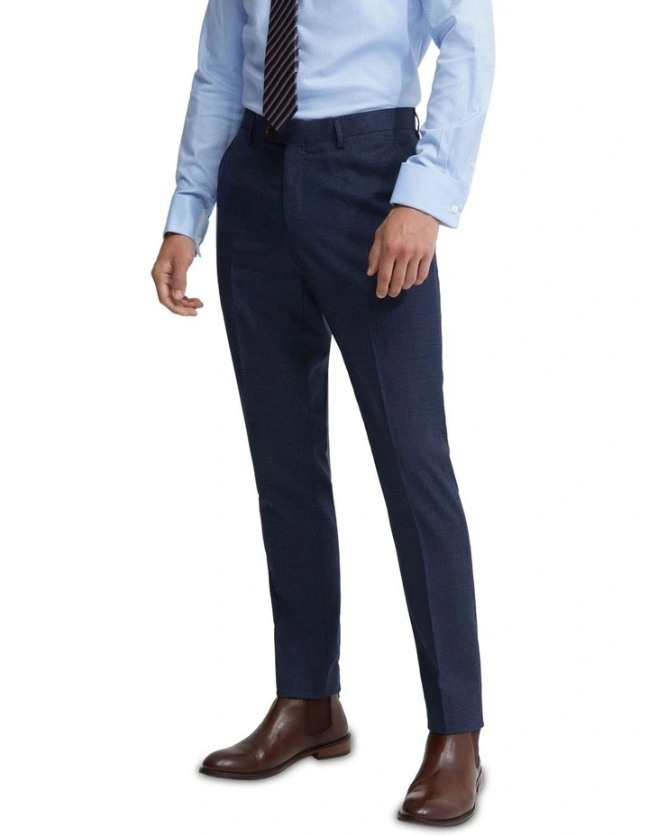 Byron Wool Suit Trousers in Navy Check