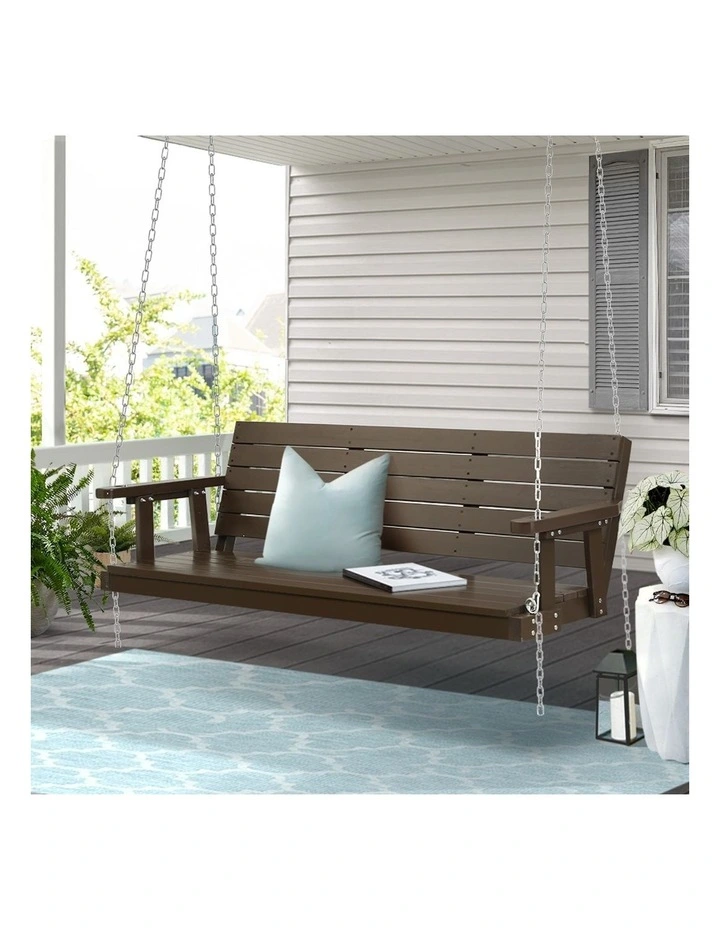 Wooden Porch Swing Chair in Brown
