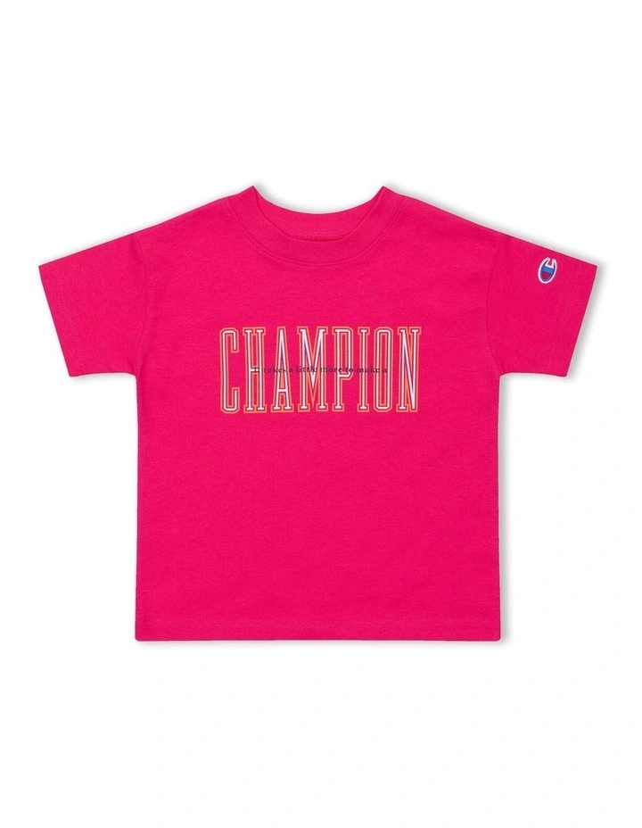 Toddler Heritage 90s Logo Tee in Disco Pink