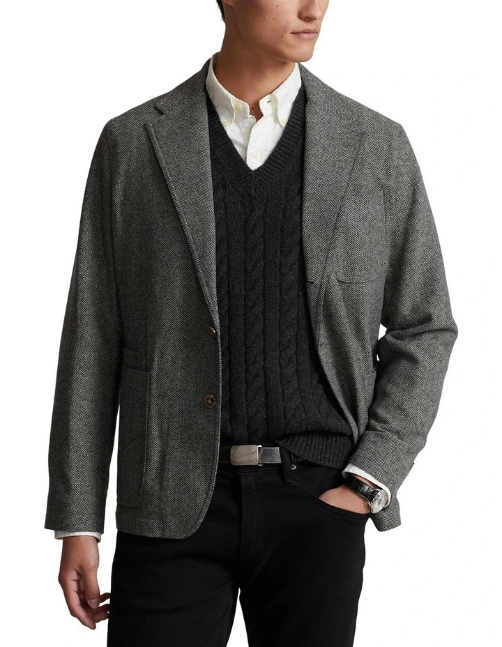 Modern Herringbone Sport Coat in Grey