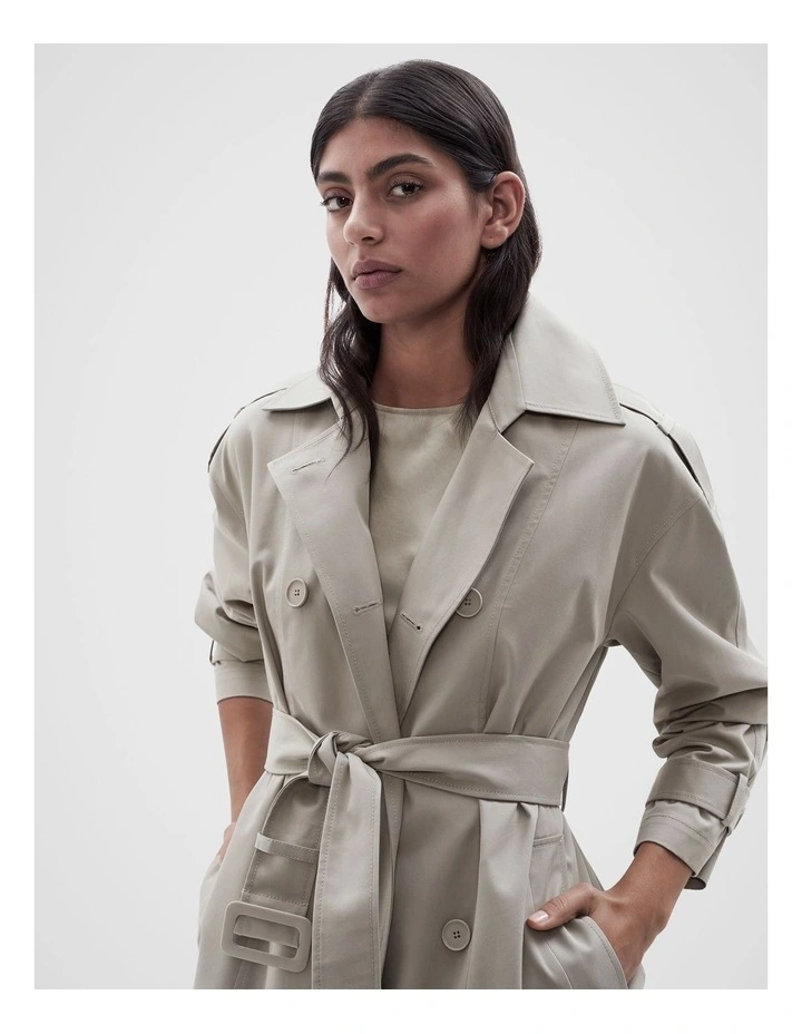 Cotton Trench Coat in Soft Khaki