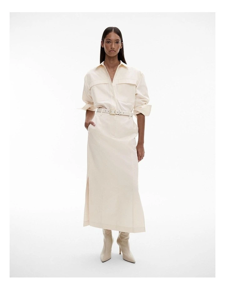 Organic Cotton Pocket Detail Shirt in Cream