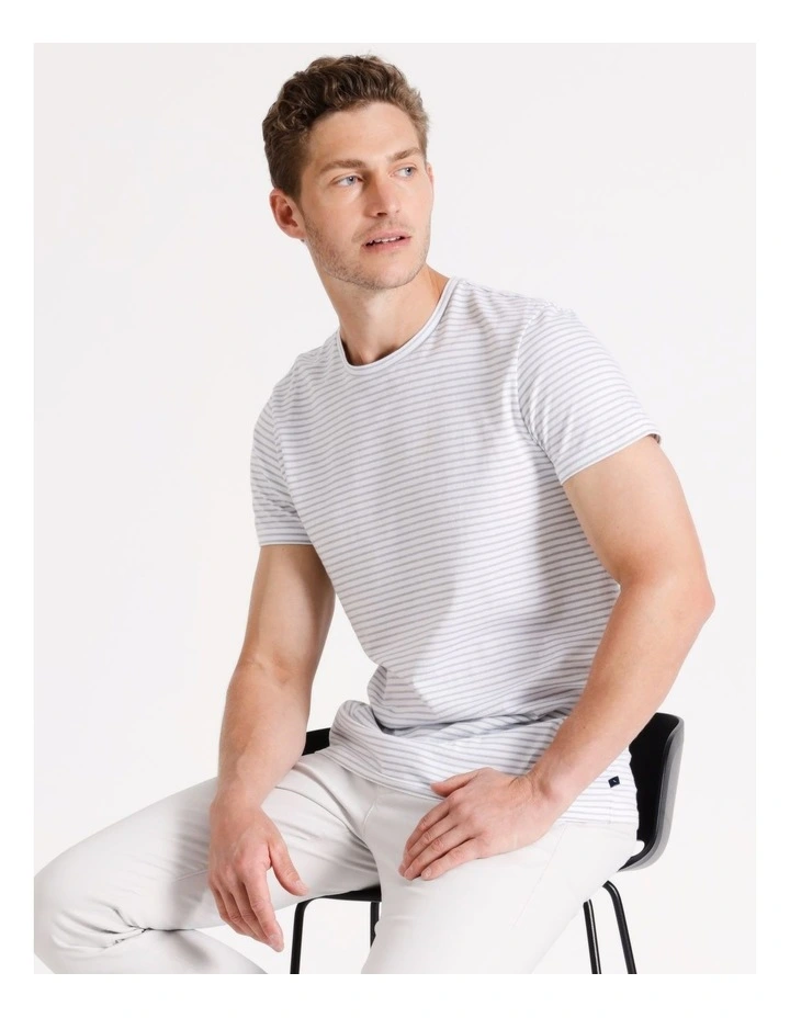 Ty Textured Stripe Short Sleeve Tee in Green