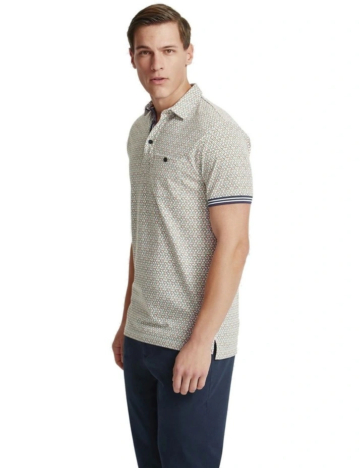 Milo Printed Jersey Polo in Green
