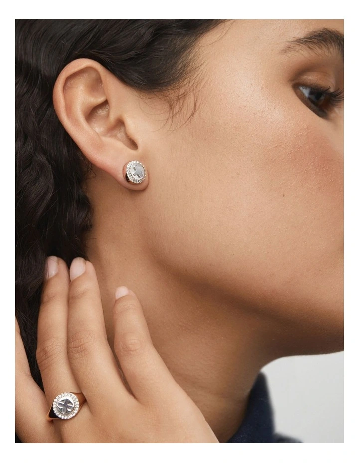 Figment Crystal Stud Earrings in Silver