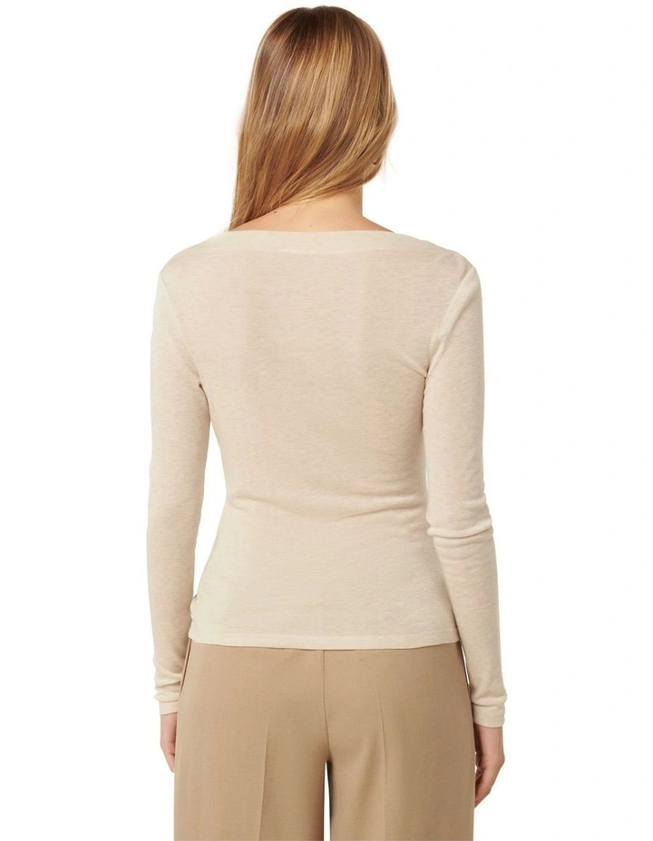 RaeLynn Ruched Wool Blend Top in Cream