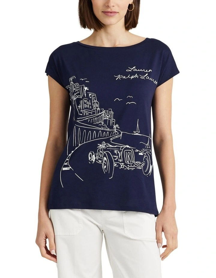 Graphic Jersey Tee in Navy