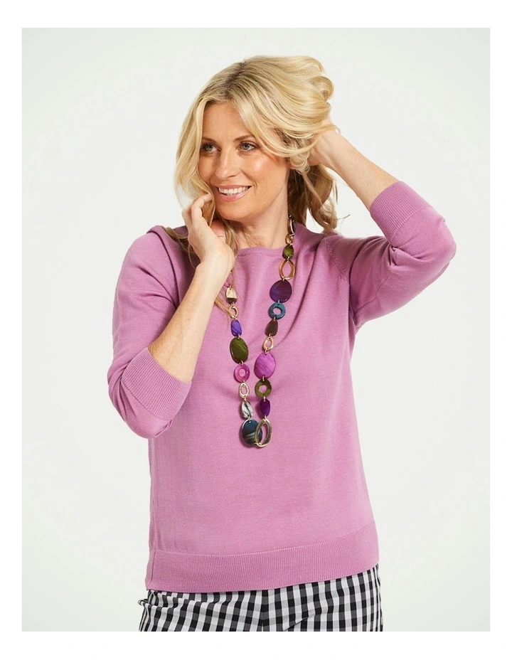 Melanie Merino Wool Crew Neck Sweater in Rose