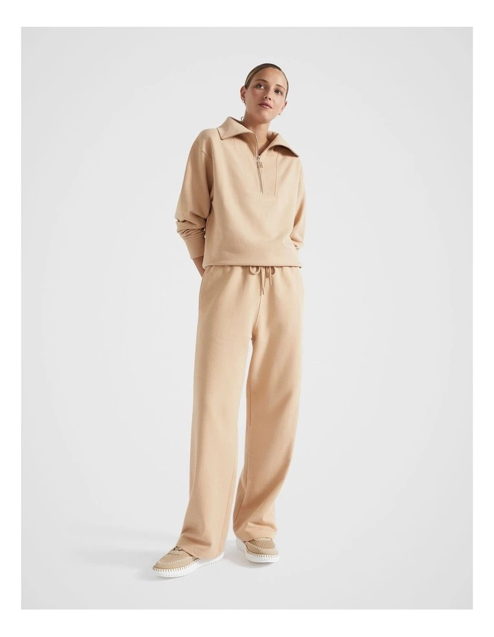 Terry Wide Leg Trackpant in Champagne Beige