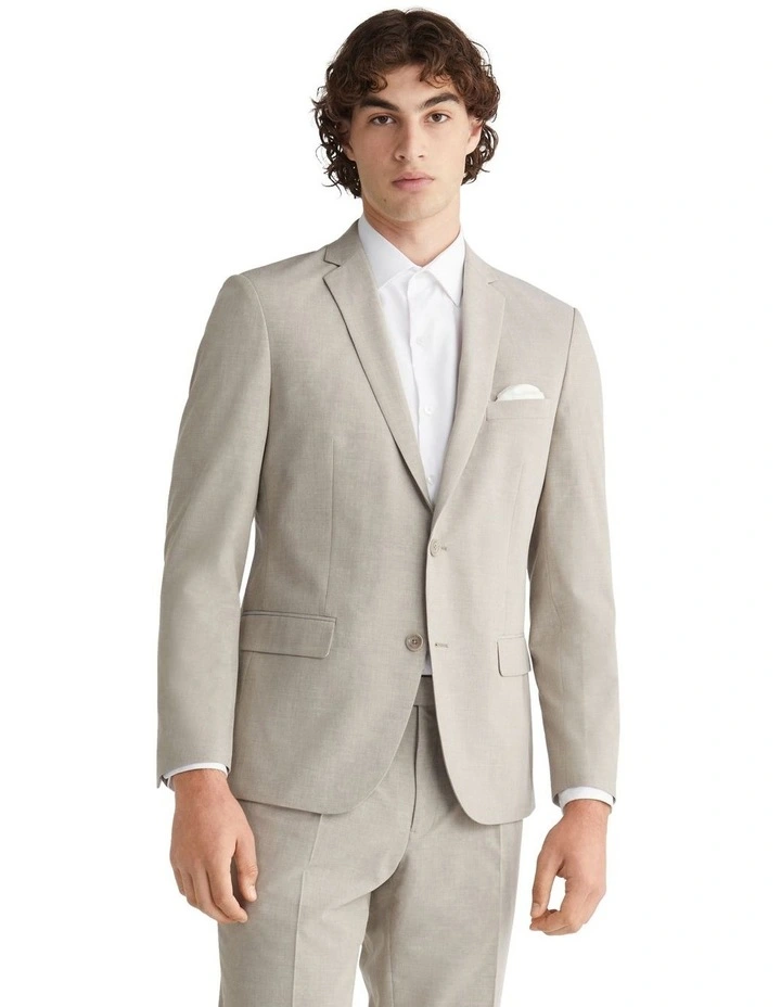 X-Slim Plain Marl Suit Jacket in Oat Milk