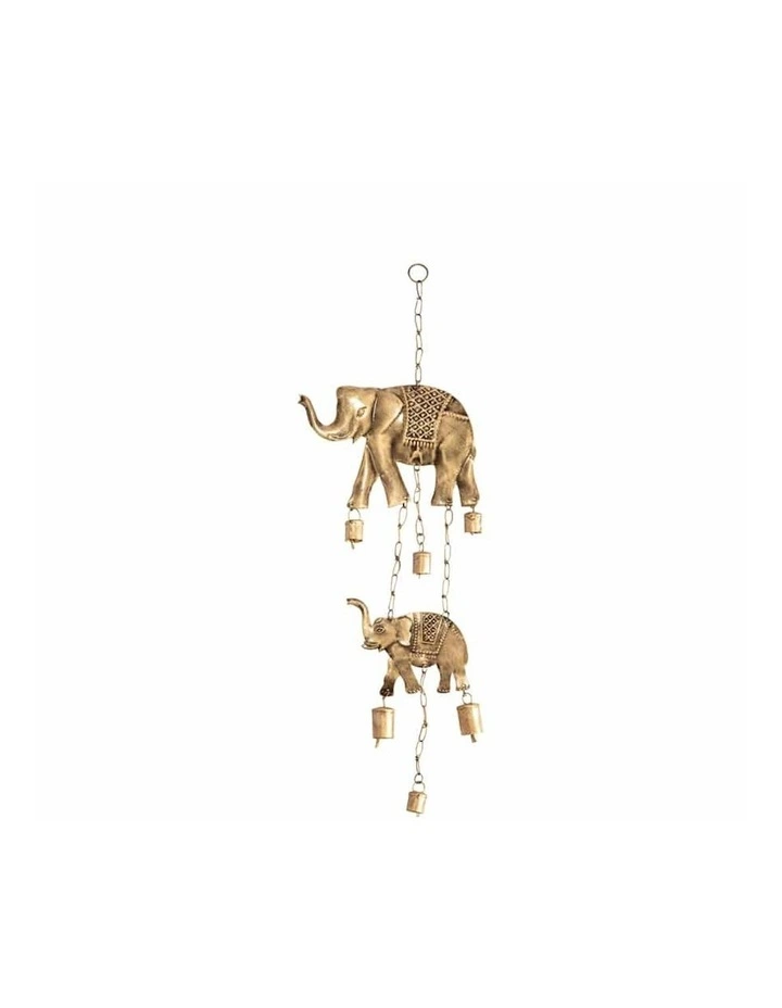 Handcrafted Elephants Door Chime in Distressed Gold
