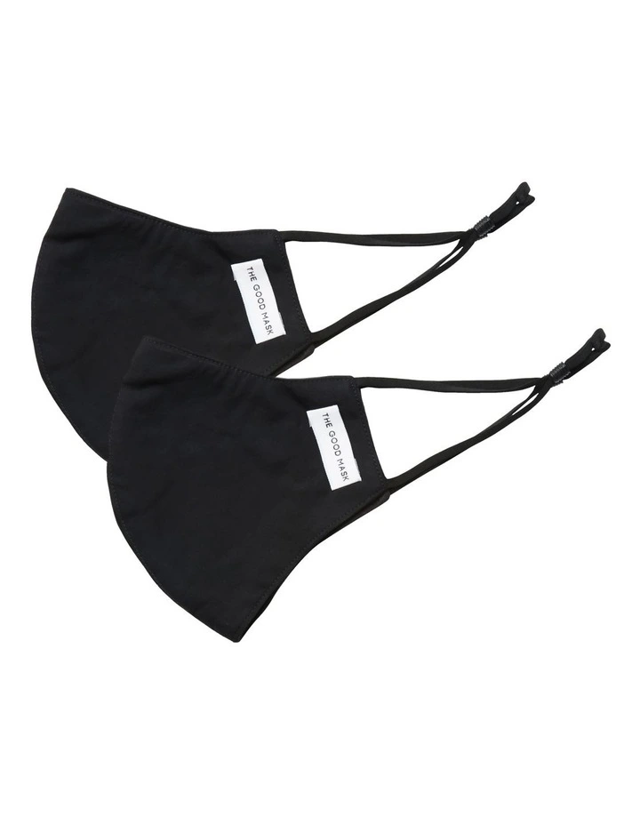 Double Layered Face Mask 2 Pack in Black