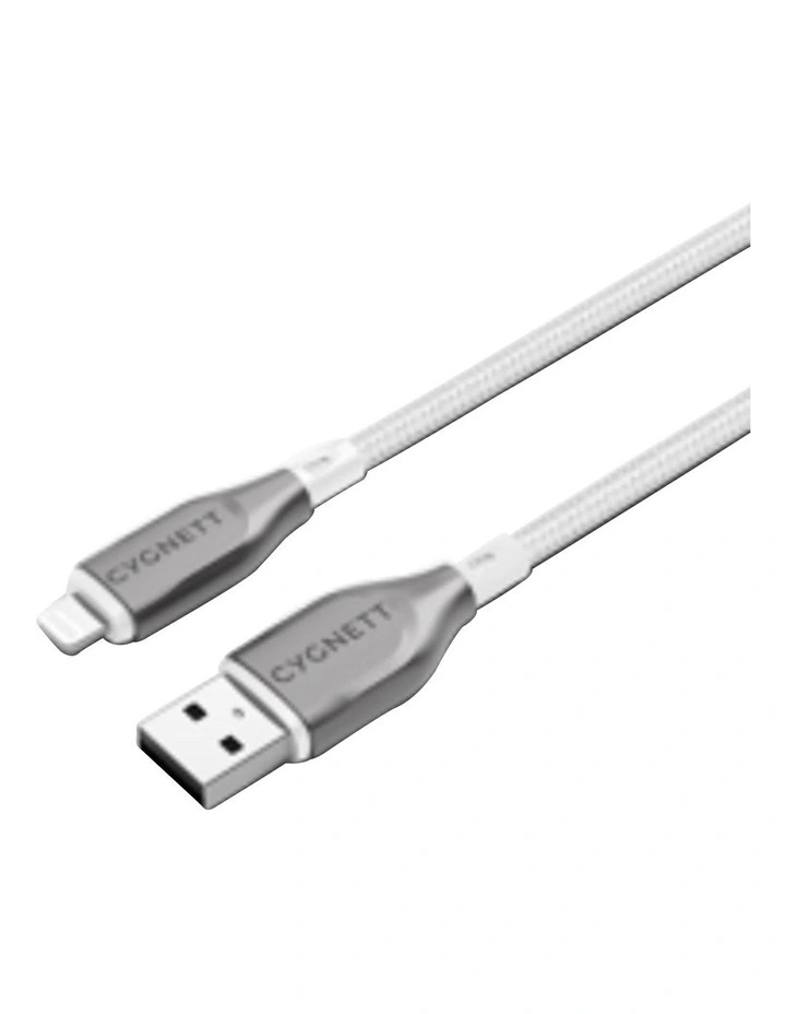 Armoured Lightning to USB A Cable 1m in White