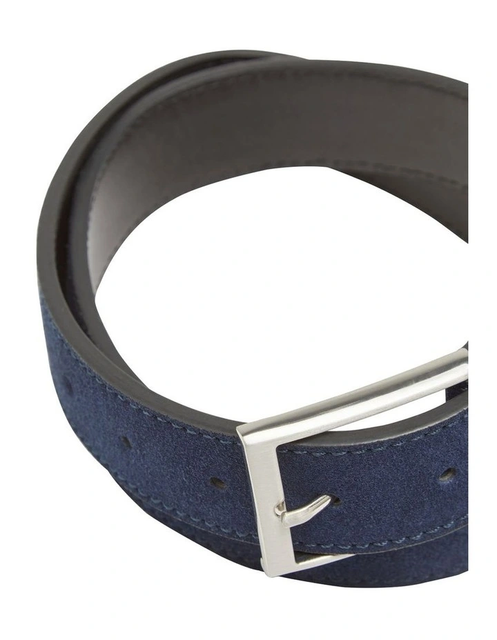 Luther Suede Leather Belt in Navy