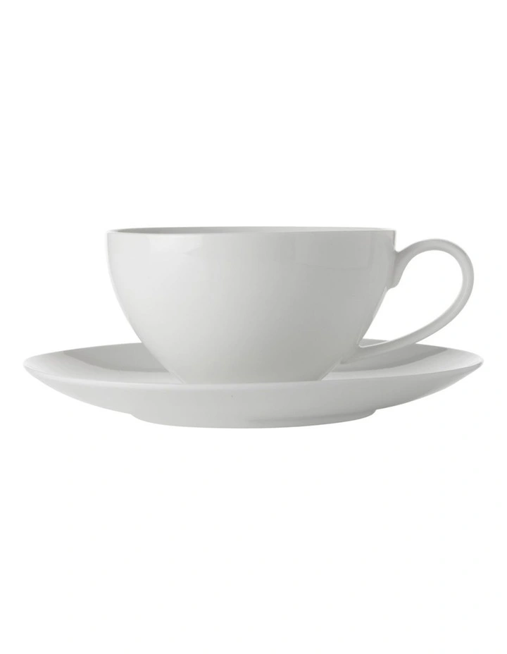 Coupe Breakfast Cup & Saucer 400ml in White Basics