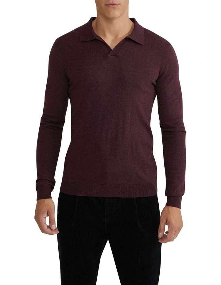 Blair V-Neck Polo Sweater in Purple
