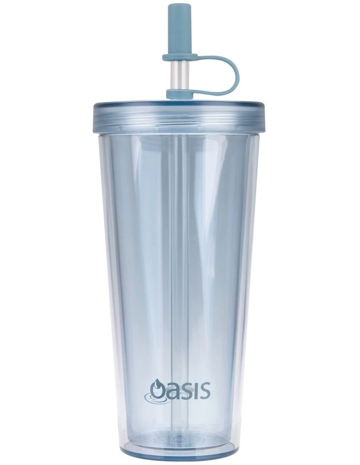 Double Wall Smoothie Tumbler With Straw 520ml in Blueberry