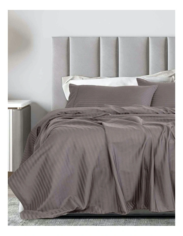 Damask 1200TC Cotton Sateen Queen Sheet Set in Pewter