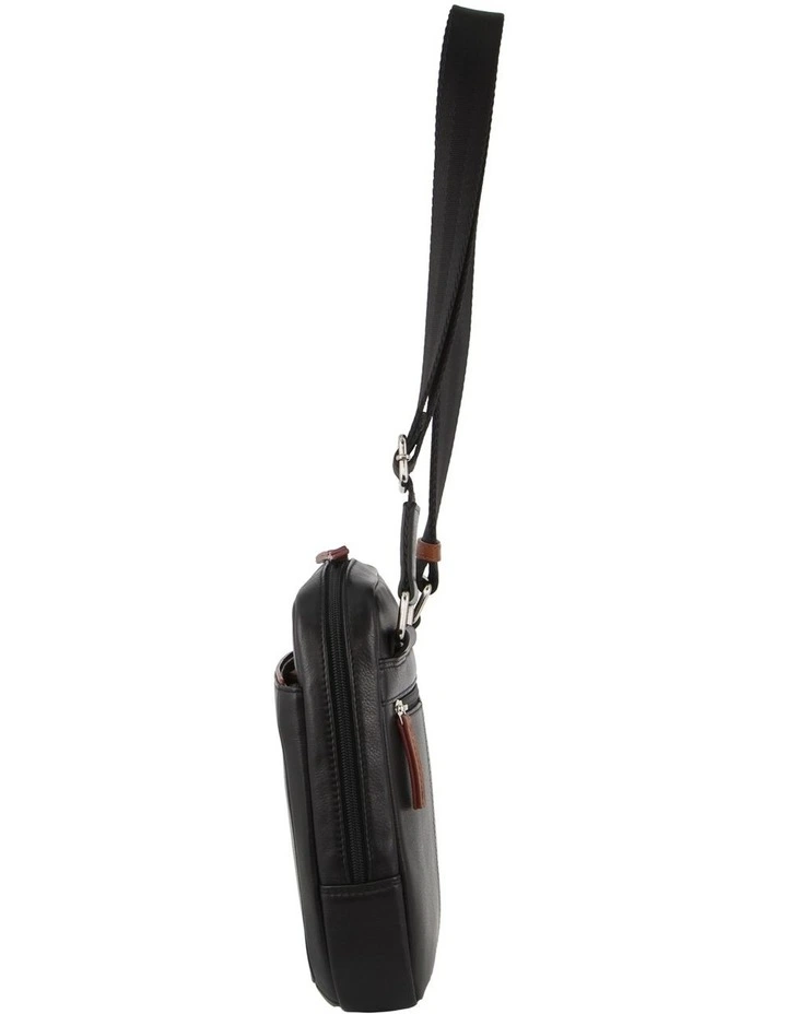 Leather Unisex Cross-Body Bag in Black