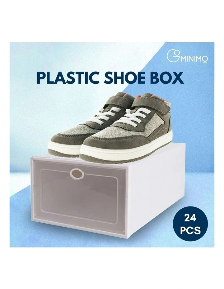 Shoe Box DIY Stackable Storage Organiser 24 Pieces in White
