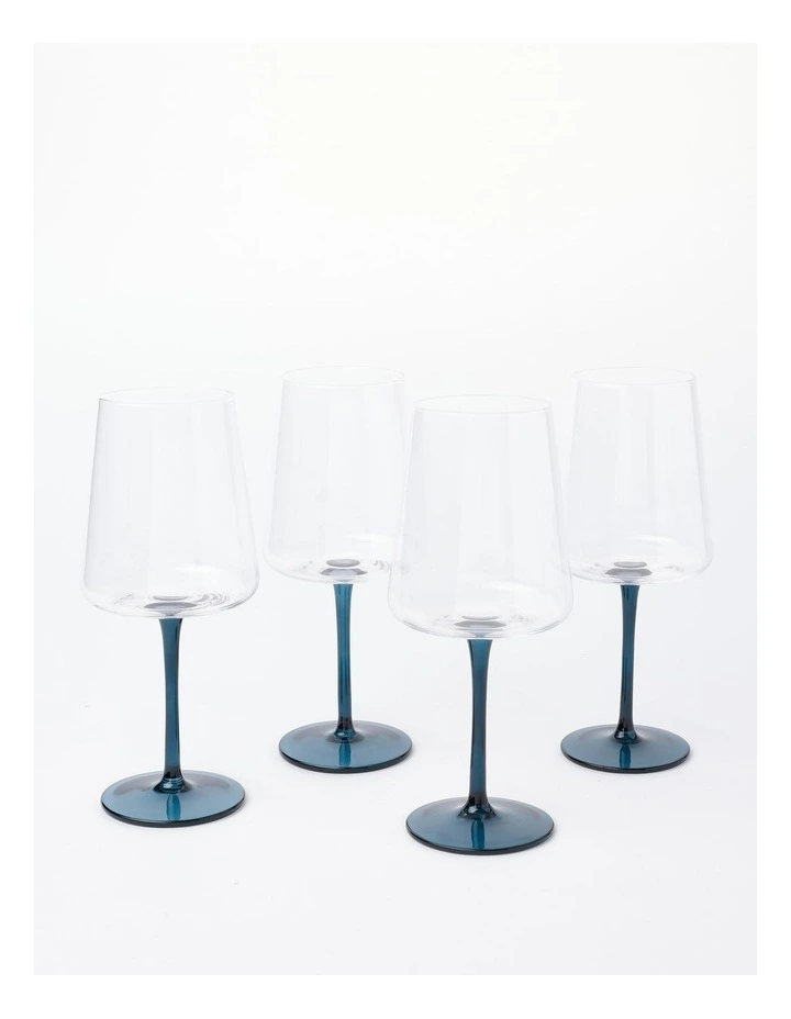 Jordan Red Wine Glass Set of 4 in Ink Blue