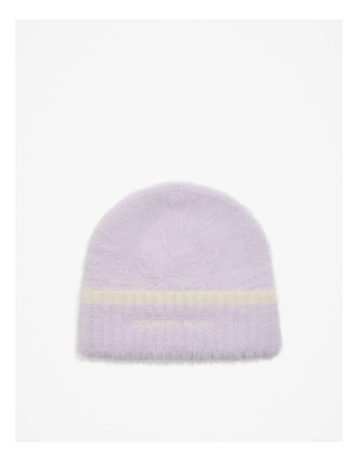 Fluffy Knit Beanie in Lilac