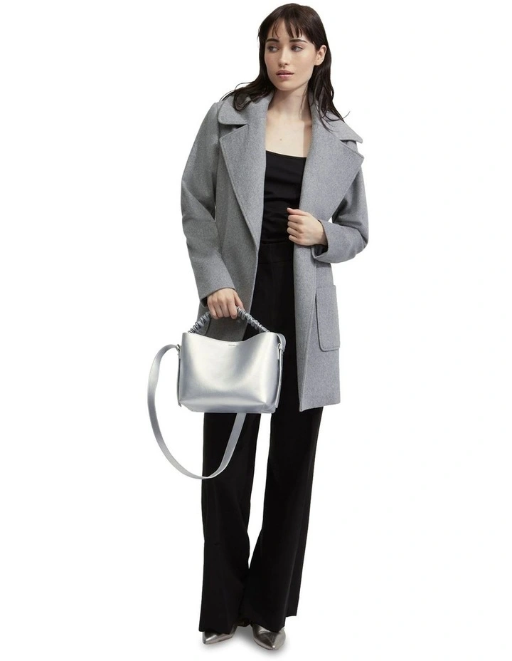 Zoe Wool Rich Tie Waist Jacket in Grey