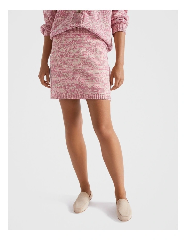 Cotton Twist Knit Mini Skirt in Rose Red