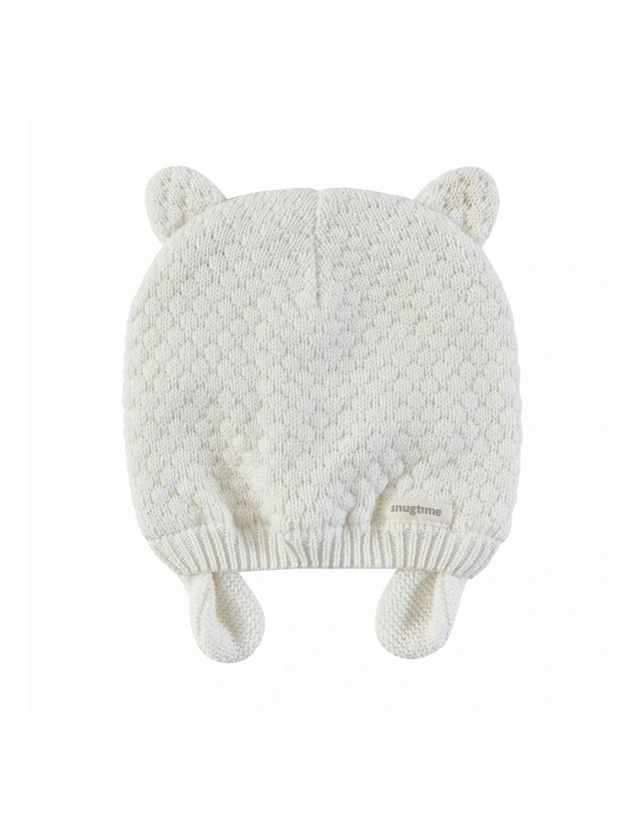 Fancy Knit Earmuff Beanie in Cream