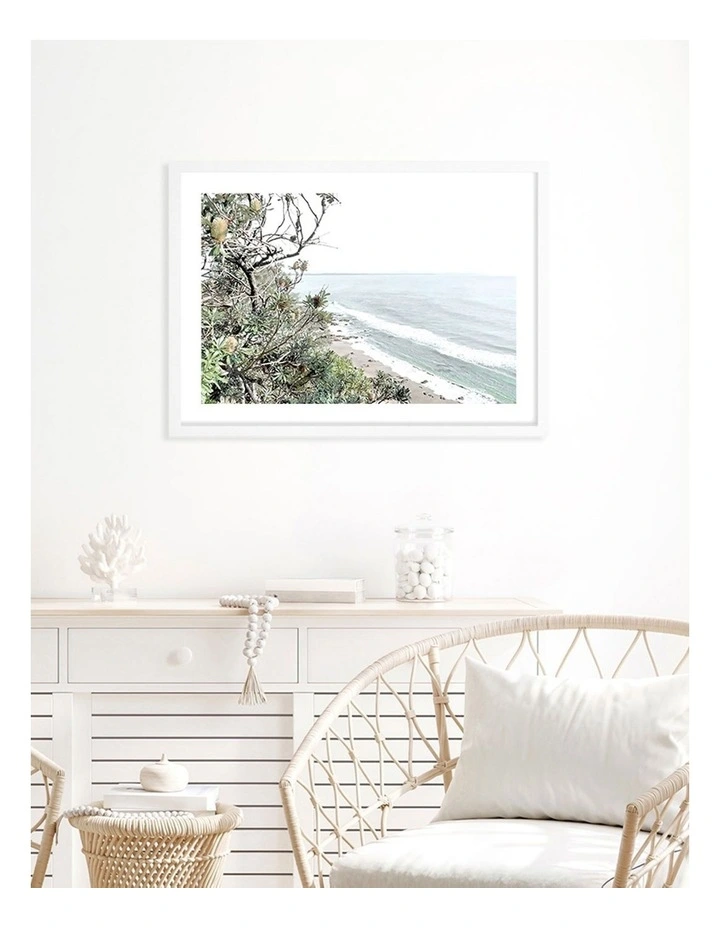 Australian Made Wategos Banksia View Art Print A2 in White Frame
