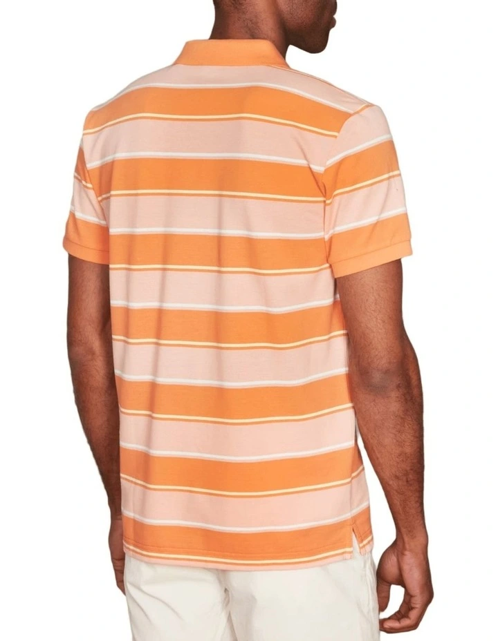 Multi Stripe Short Sleeve Polo in Orange