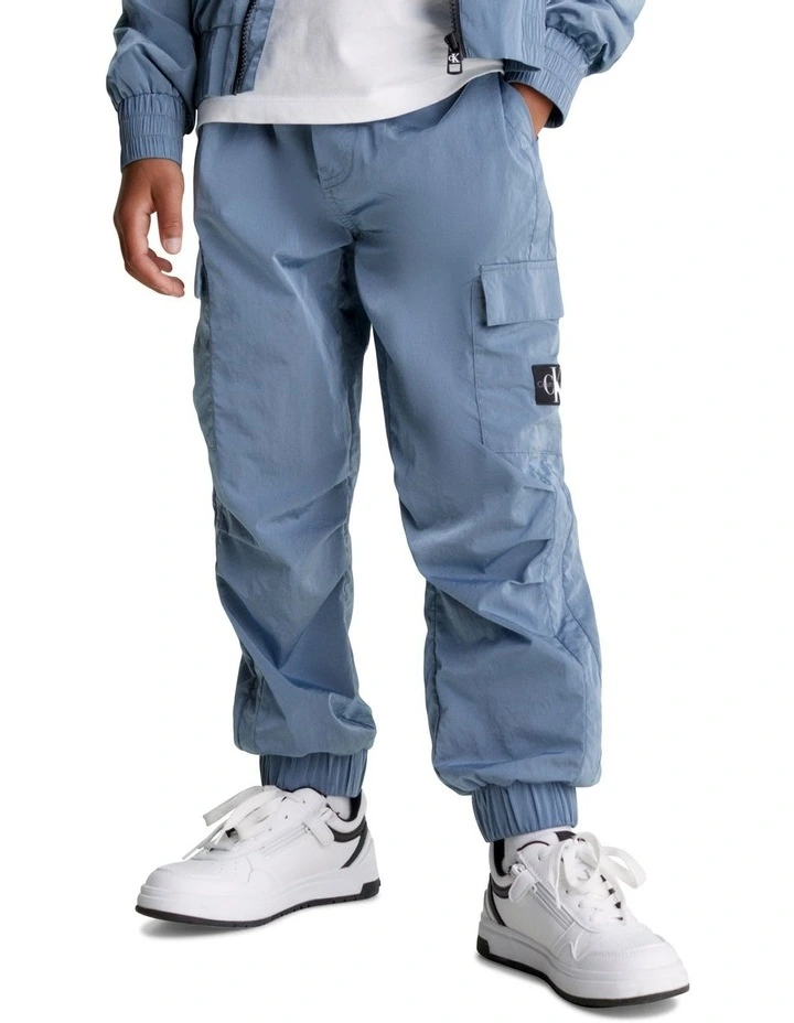 Structured Nylon Track Pants in Goblin Blue