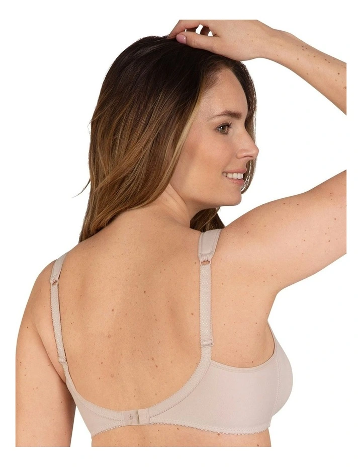 Padded Strap Double Moulded Cotton Sports Bra in Light Beige