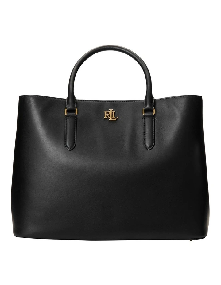 Leather Large Marcy Satchel in Black