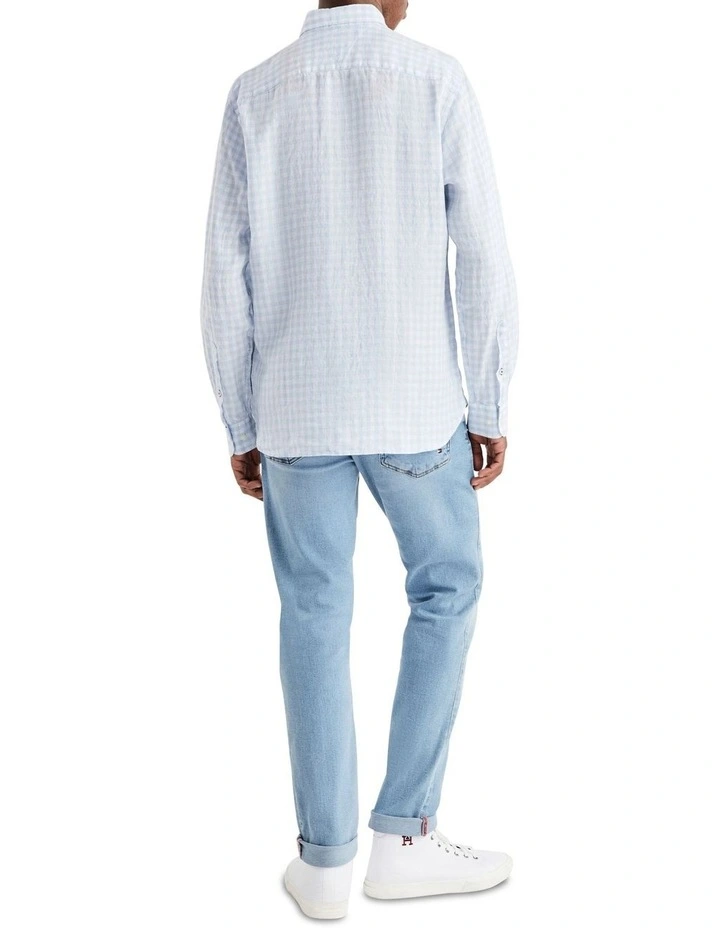 Premium Linen Gingham Shirt in Blue