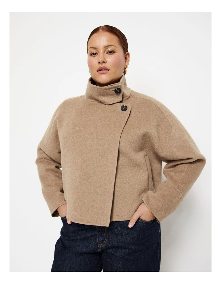 Wool Blend Coat in Camel